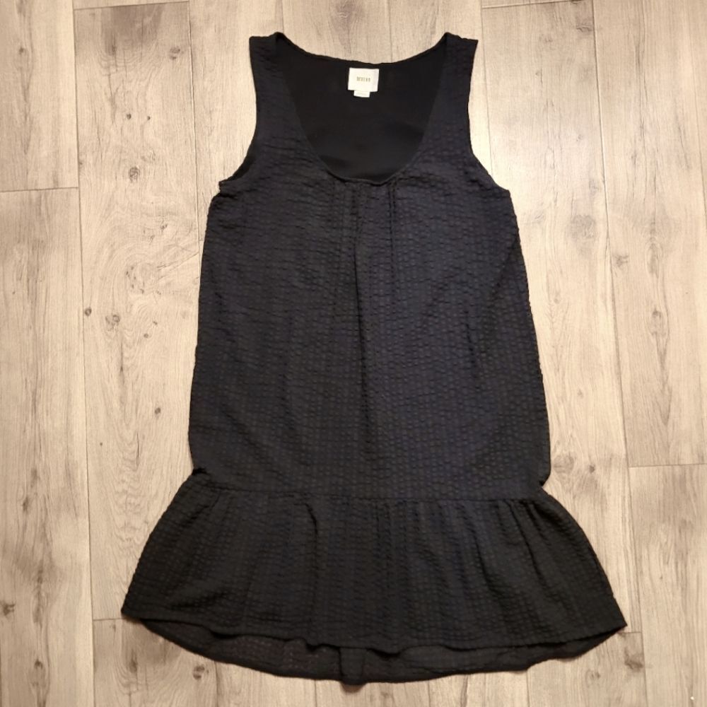 Anthropologie Maeve Melanie Textured Drop Waist Dress Black Size S